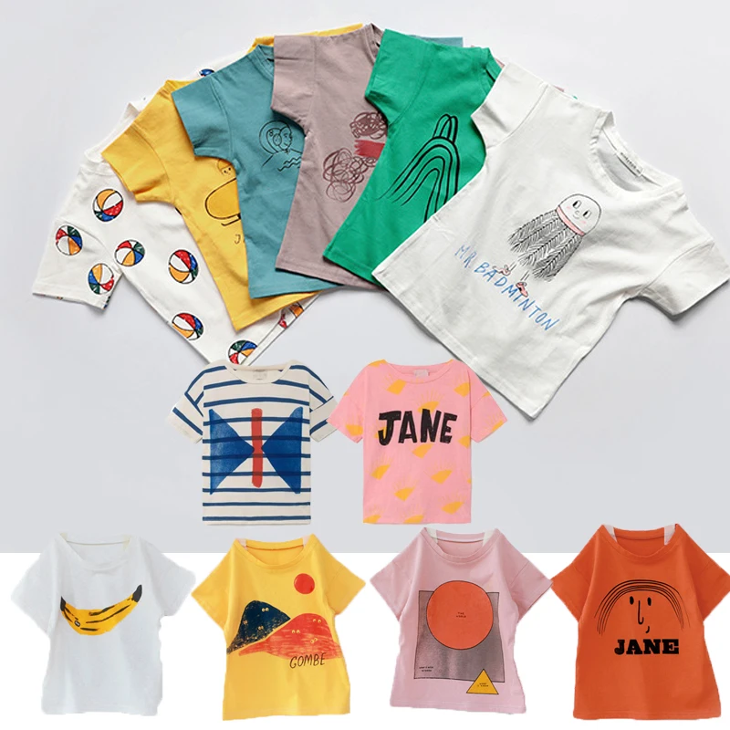 Детские футболки Одежда для мальчиков летняя хлопковая свободная футболка с героями мультфильмов для девочек Повседневная футболка детская одежда От 1 до 8 лет