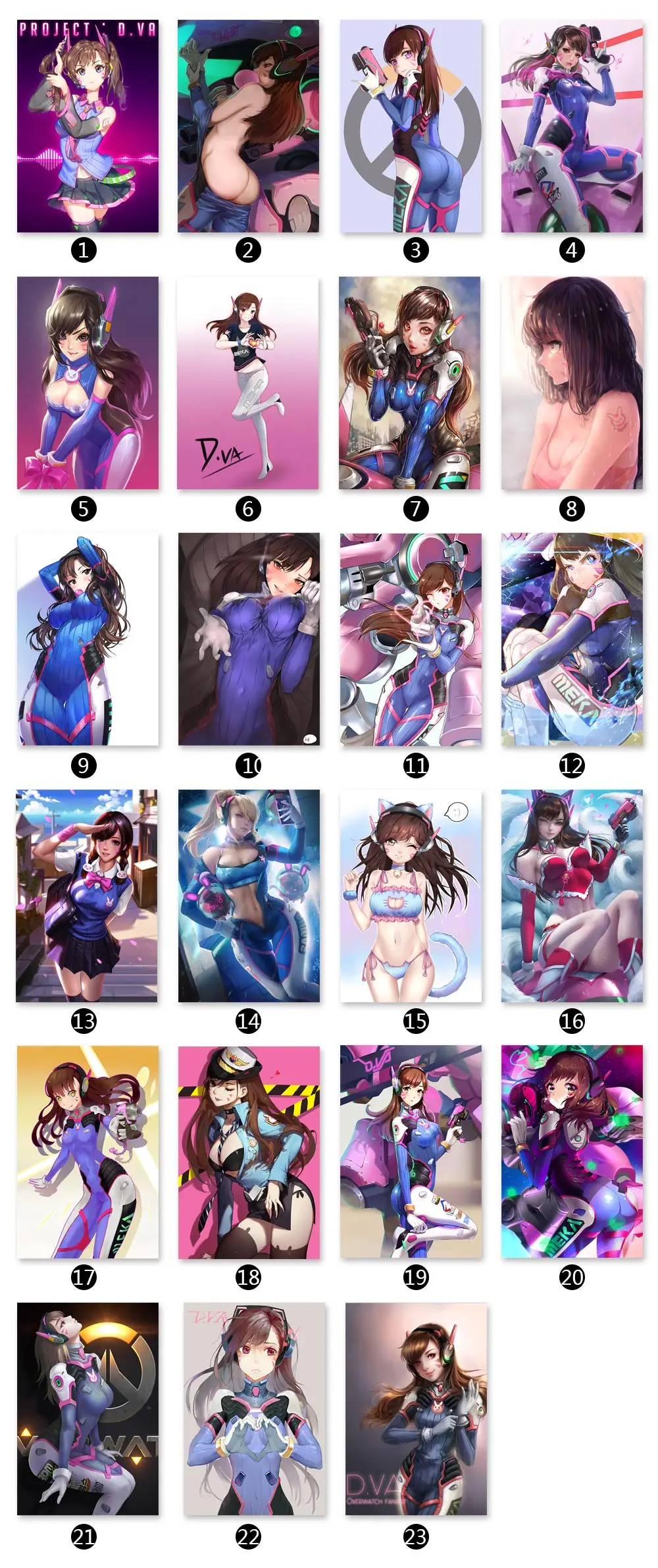 Fashion Popular Games D.va Will Sign Hd Canvas Painting Hanging Posters Printed For Modern Living Room Decoration Frameless