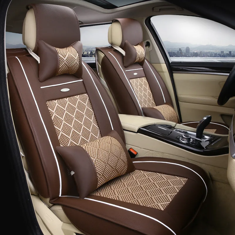 

KKYSYELVA 2019 New high-end 5-seat car ice silk front and rear pad protection pad for most market models
