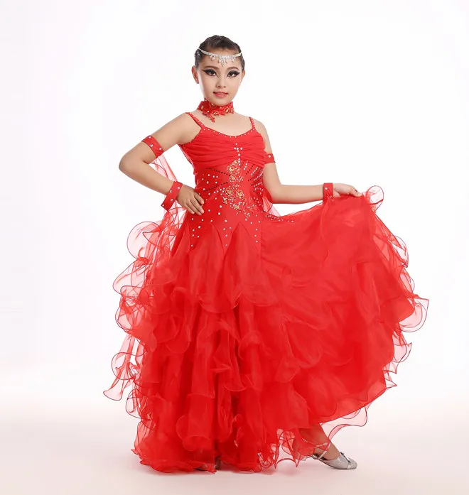 Girls Ballroom Dance Dress Standard Ballroom Dance Skirts ladin Dresses Vestido De Formatura Waltz Dress