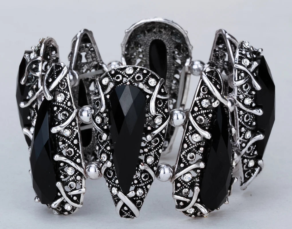 Floral stretch bracelet cuff crystal women fashion jewelry gifts antique gold silver color A27wholesale dropshipping