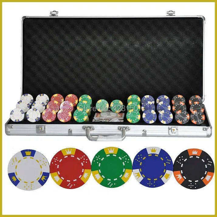 PK 5001 750pcs chips with case, Clay 14g Poker Chips insert metal, five