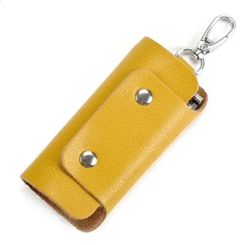 Желтая кожаная сумка для ключей от машины