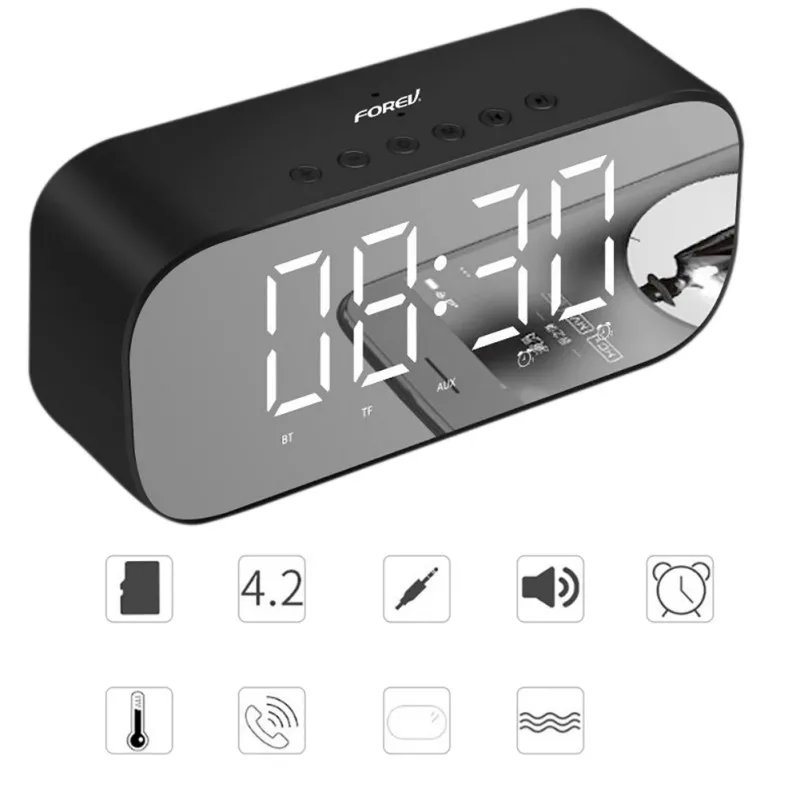 

Fashion Wireless Bluetooth Speakers with Clock Home Mini LED Display Digital Table Alarm Clock for Office Bedroom