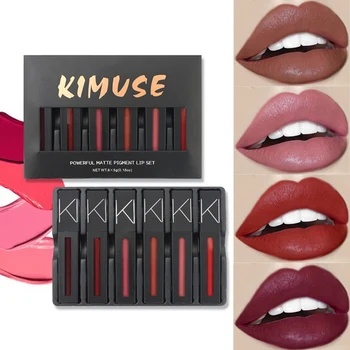

6Pcs/Set Lip Gloss Lipstick Set Non-Stick Cup Waterproof Lasting Liquid Lip stick Kit maquiagem