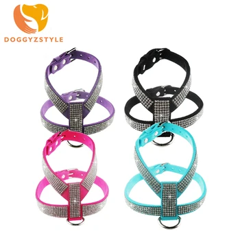 

Soft Suede Fabric Fashion Bling Rhinestone Leather Dog Harness Leash for Small Dog Puppy Cat Chihuahua Collar DOGGYZSTYLE
