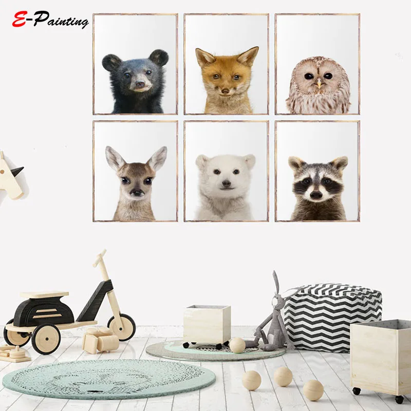 Modern Wall Painting Baby Bear Print Poster Woodland Animals Cub Modern Wall Painting Baby Bear Print