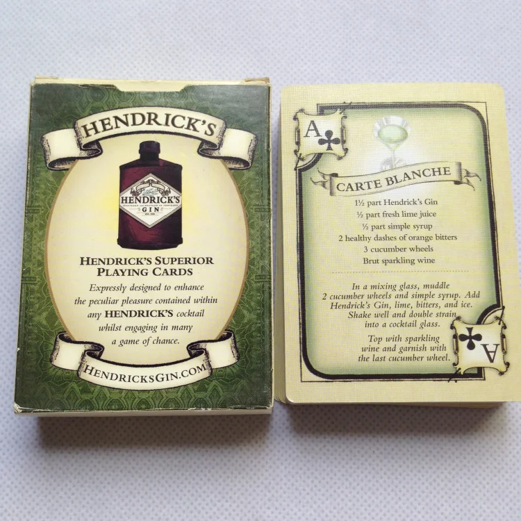 الكلاسيكية liene إنهاء الجن بوكر بطاقات اللعب hendrick's الأسود الأساسية رقة بطاقات الترفيه الشرب لعبة البوكر