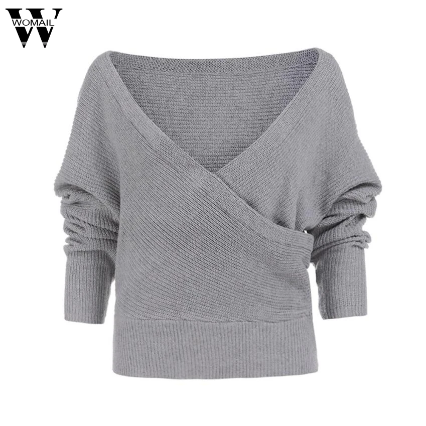 Sweater Women 2017 Winter Women Long Sleeve Loose Cardigan Knitted Sweater Wrap Knitwear V-Neck Sweaters NOV7