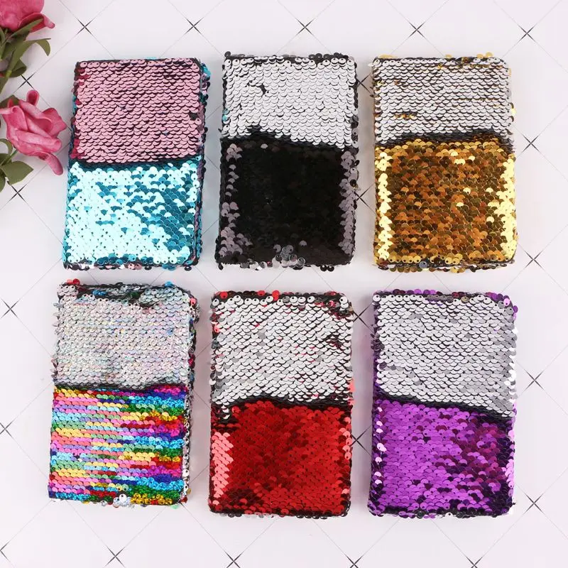 1Pc Creative Sequins Notebook Notepad Glitter Diary Memos Stationery Office Supplies Stationery 78 Sheets Notebook