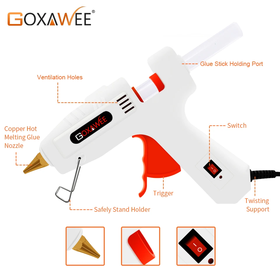 GOXAWEE термоплавкий клеевой пистолет Электрический Профессиональный клеевой пистолет высокая температура плавления клея прививка ремонт термо инструмент с 10 шт. клеевых палочек