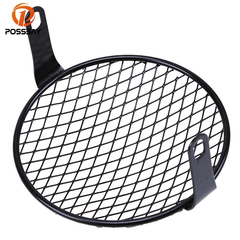 

POSSBAY 6.4" Motorcycle Headlight Grill Cover Modified Guard Head Lights Bike Mount Grill for Harley Suzuki Honda Cafe Racer