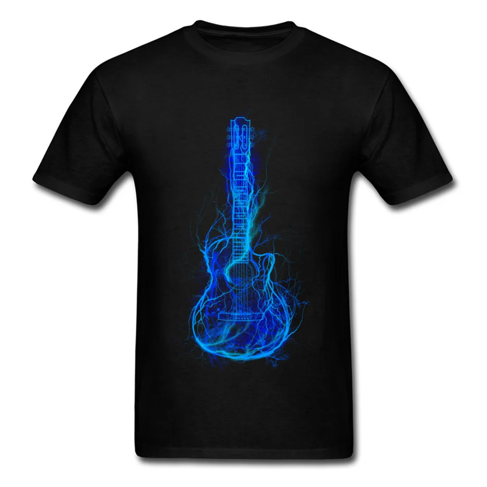 Electric Guitar Men T Shirts Brand New 3D Printed Tops T Shirt Summer Autumn 100% Cotton Fabric Crew Neck Tee Shirt Short Sleeve Electric Guitar black