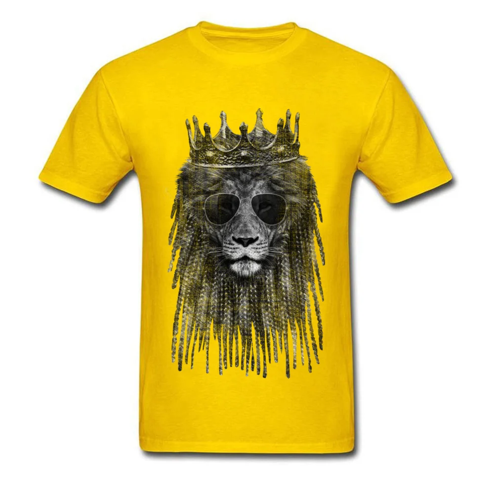 LION is KING Top T-shirts for Men Unique Summer Fall Tops Tees Short Sleeve Coupons Casual Tee Shirt O-Neck 100% Cotton LION is KING yellow