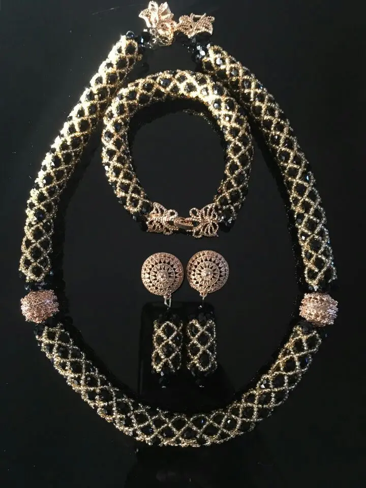 Buy Charms Black and Gold Crystal Rope Necklace