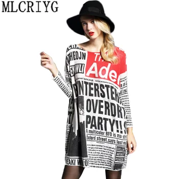 

Spring Autumn 2019 New European Fashion Pullovers Sweater Female Long Sleeve Loose Printing knitted Sweaters Women Kniwear L202