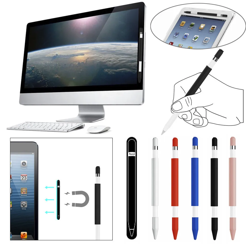 

Magnetic Sleeve Soft Silicone Holder Grip Set For Apple Pencil Accessories for iPad Pro 9.7", 10.5" or 12.9" 80mm