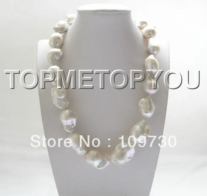 

Jewelry 00810 natural luster white Reborn keshi pearls necklace 925s clasp