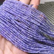 Свободные бусины Танзанит Круглые граненые 2/3 мм 1" для бижутерии, материал для рукоделия FPPJ бусы природа драгоценного камня