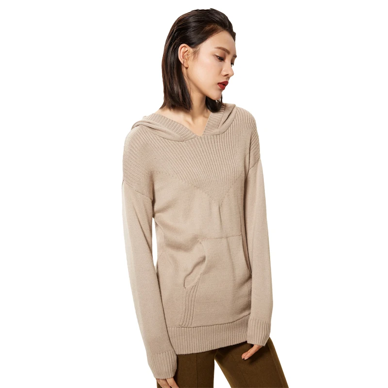 2018 spring autumn new style knitted women cashmere sweater long sleeve wool pullovers high quality warm female hooded | Водолазки