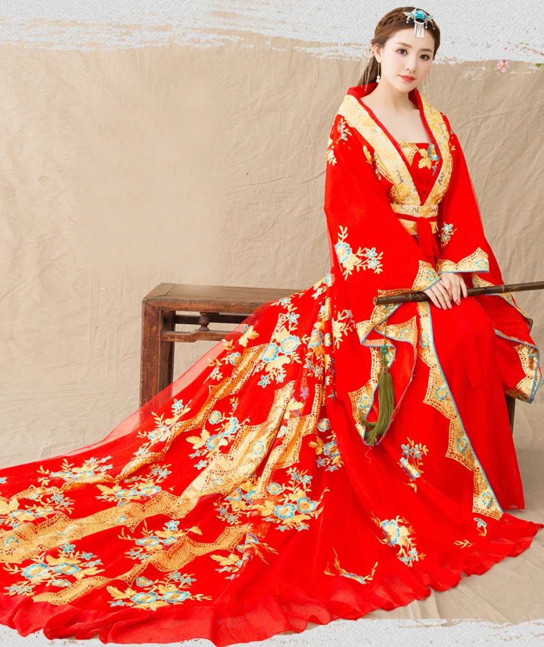 Костюм Королевы династии Тан, благородная официальная одежда феи, платье с большим хвостом для женщин, китайский древний Hanfu Show, косплей