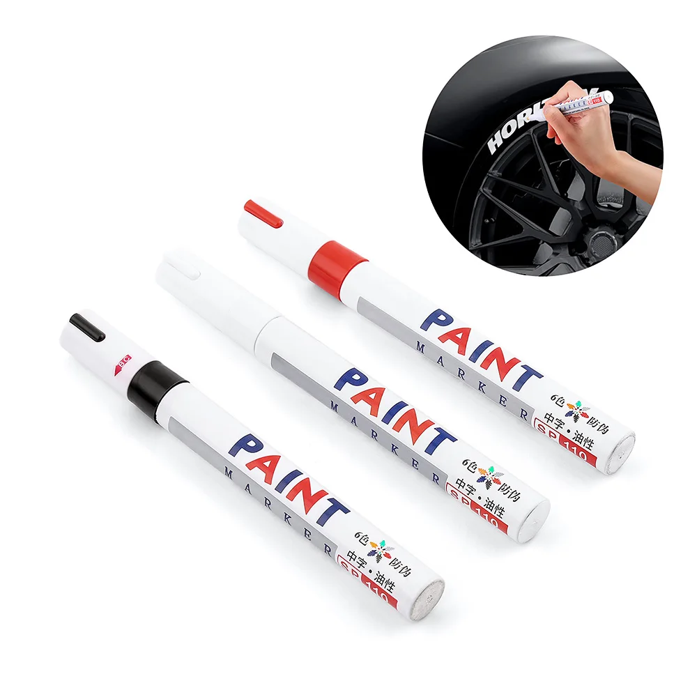 

1Pcs Colorful Car Paint Pen Painting Pen Waterproof Car Wheel Oily Mark Pen Auto Rubber Tyre Tread CD Metal Permanent Marker Pen