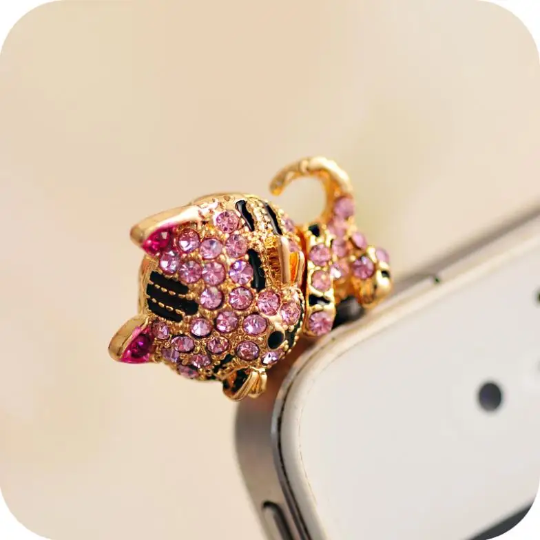 50 шт./лот Корея полный алмазов ювелирные изделия сонный маленький кот Пылезащитная заглушка для телефона для Iphone и всех 3,5 мм Наушники разъем смартфон