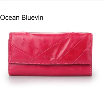 

OCEAN BLUEVIN New Hot Fashion Women's Bag Women's Wallet Card Holder Long Wallet Flip Wallet Top Layer Leather Brand Candy Color