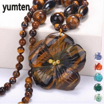 

5*5CM Natural Women Necklace Men Flowers Pendant Crystal Power Female Short Amber Necklace Statement Fine Jewelry Fashion Gift