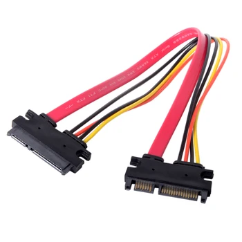 

10pcs/lot SATA III 3.0 7+15 22 Pin SATA Male to Female Data Power Extension Cable 30cm Red Color