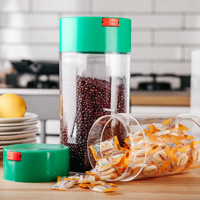 

Plastic Coffee Canister Vacuum Spice Tea Coffee Sugar Biscuit Food Storage Jar Bottle Tank Multifunctional Canister Kitchen