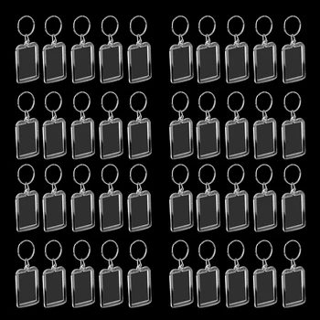 

40pcs Oblong Clear Acrylic Keyring Make Your Own Photo Keychain 3.8 x 2.5cm