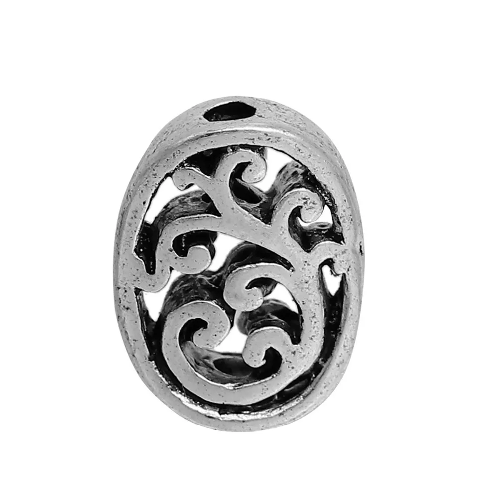 

DoreenBeads Zinc Based Alloy Antique Silver Spacer Beads Oval Filigree 13mm( 4/8") x 10mm( 3/8"), Hole: Approx 1.7mm, 10 PCs