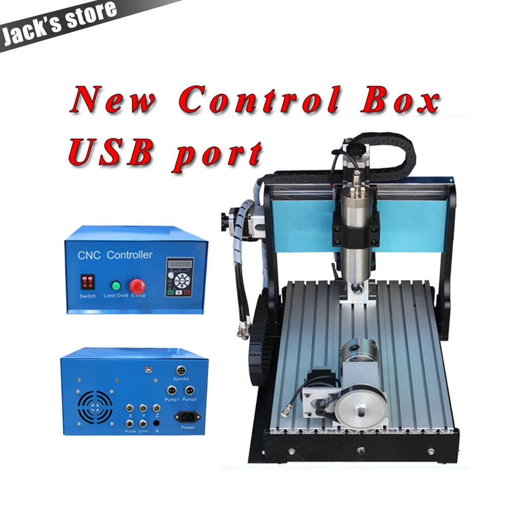 

USB port !!! 3040Z-S++ (4-axis), 3040 800WSpindle+1.5kw VFD Router water-cooling+4axis Metal engraving machine 3040