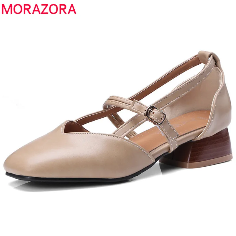 apricot Talon 2018 Nouvelle Femmes Femme marron Pompes Confortable Carré Grande Taille Boucle brown 46 Chaussures Morazora Mode Arrivée Simple Noir 33 Lady De SBxTd4w
