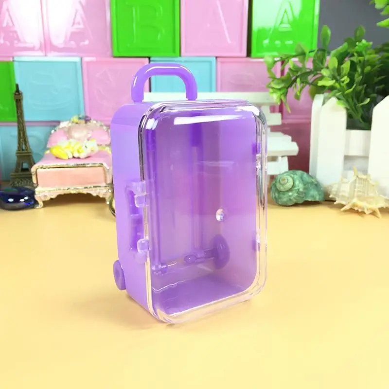 

Clear Transparent Travel Luggage Design Plastic Candy Box Mini Suitcase Box Wedding Baby Shower Chocolate Boxes Christmas Gifts