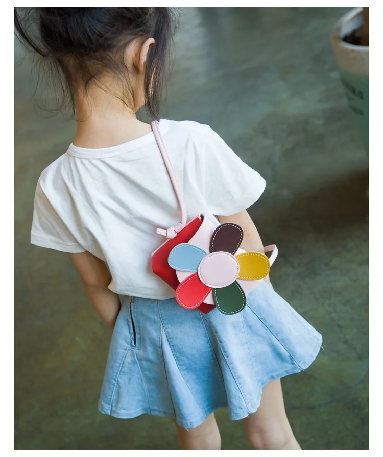 Новинка года; детская сумочка с цветочным рисунком; Милая цветная Сумочка с пятью лепестками цветов; мини-сумка принцессы из искусственной кожи для девочек