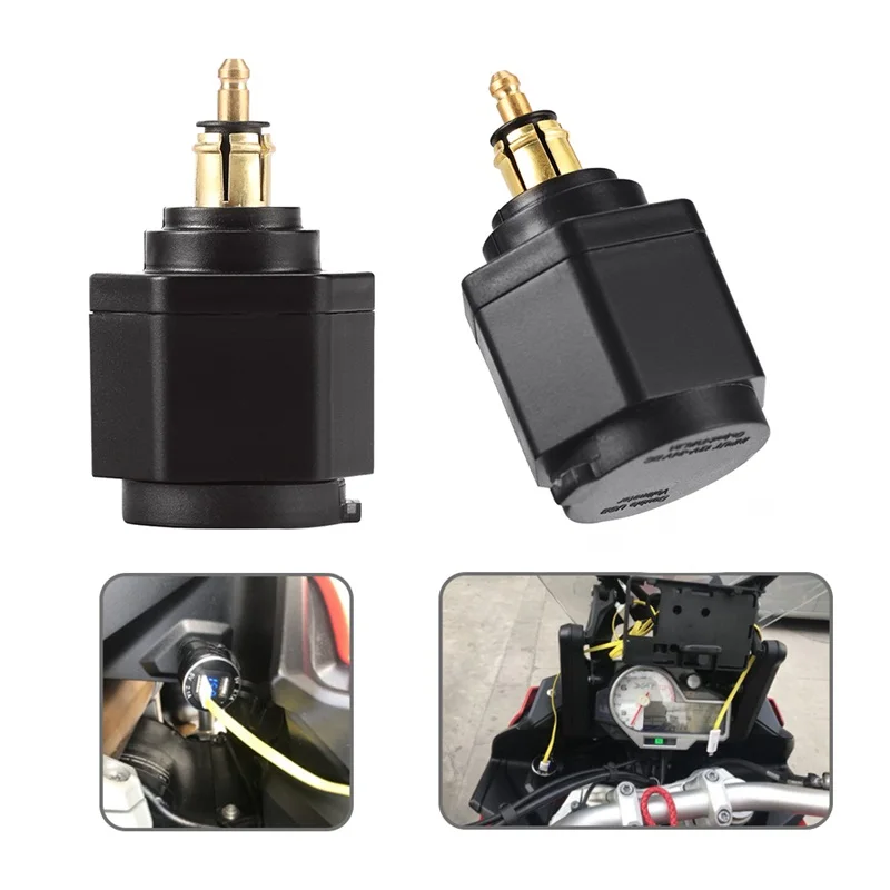 1Pcs 4.2 amp Motorcycle Dual USB Charger DIN Socket USB 4.2A Voltmeter