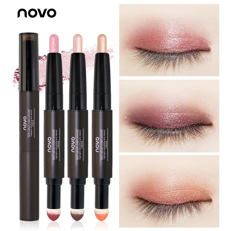 

NOVO 2 Colors Air Cushion Eyeshadow Pen Glitter Matte Makeup Silkworms Eye Shadow Powder Make Up Pigment Cosmetics