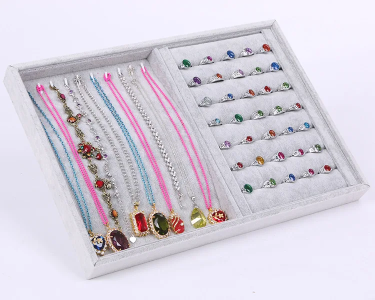 New Gray color Jewelry Ring and Necklace Organizer Display Cases