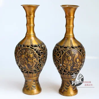 

Metallic copper Hollow vase Child portrait Copper metal crafts home desktop decor decoration ornaments(A845)