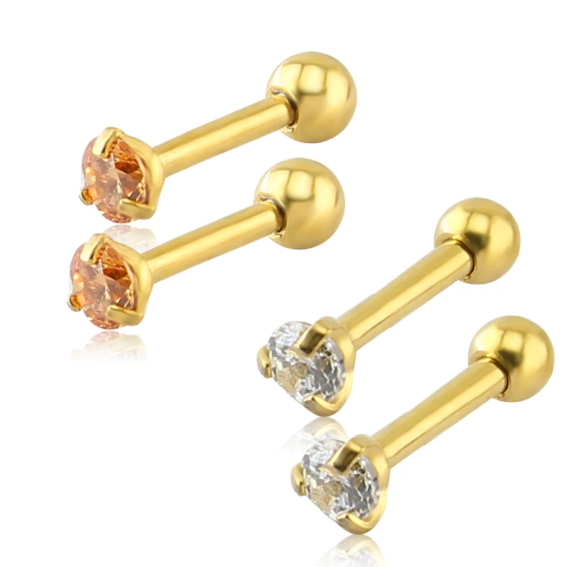 1 Pair Fashion 16g Crystal Stud Earring Surgical Stainless Steel