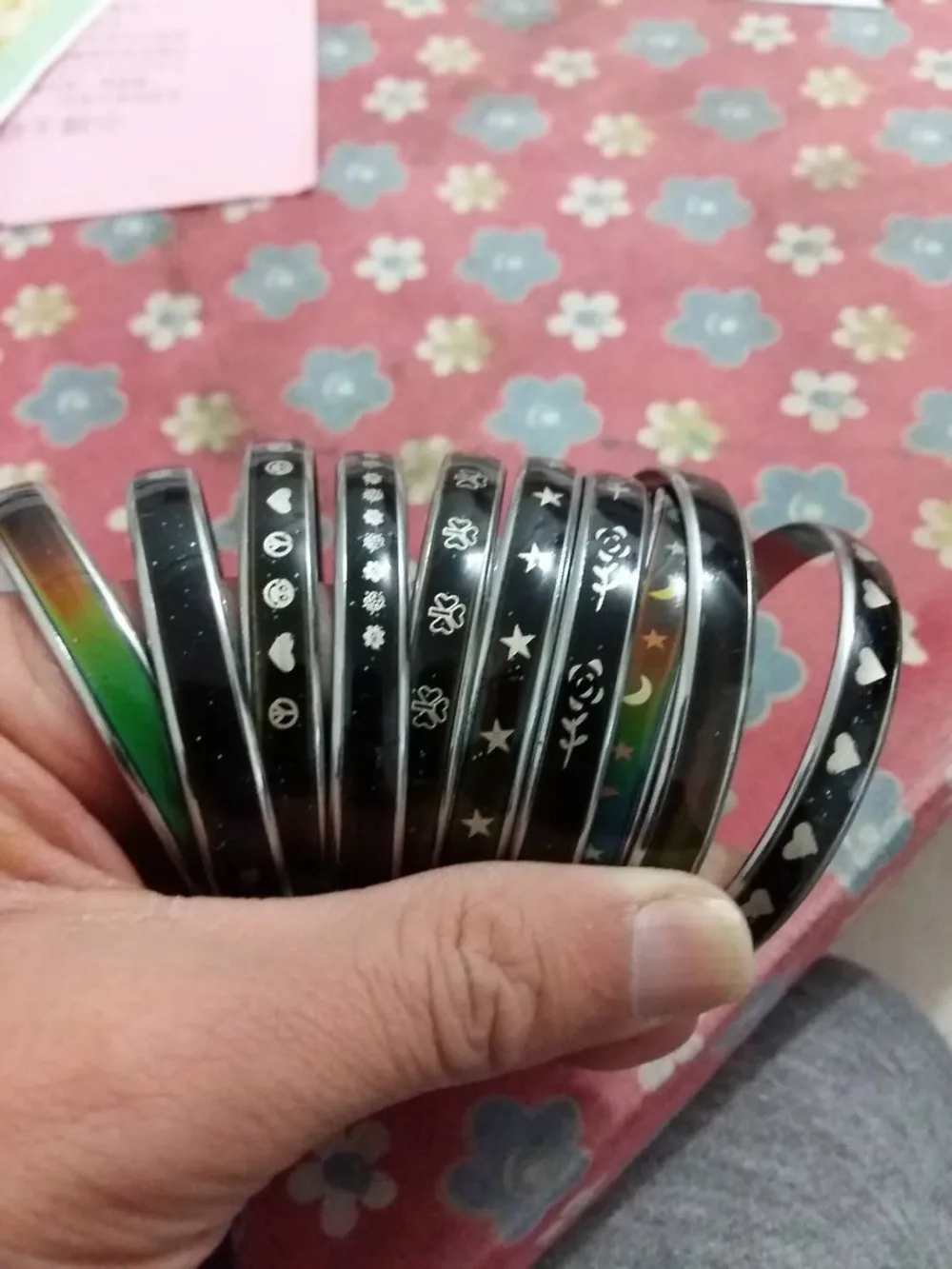 

random send pattern and plain bang mood bracelet Bangle High quality change color mood bracelet mix size
