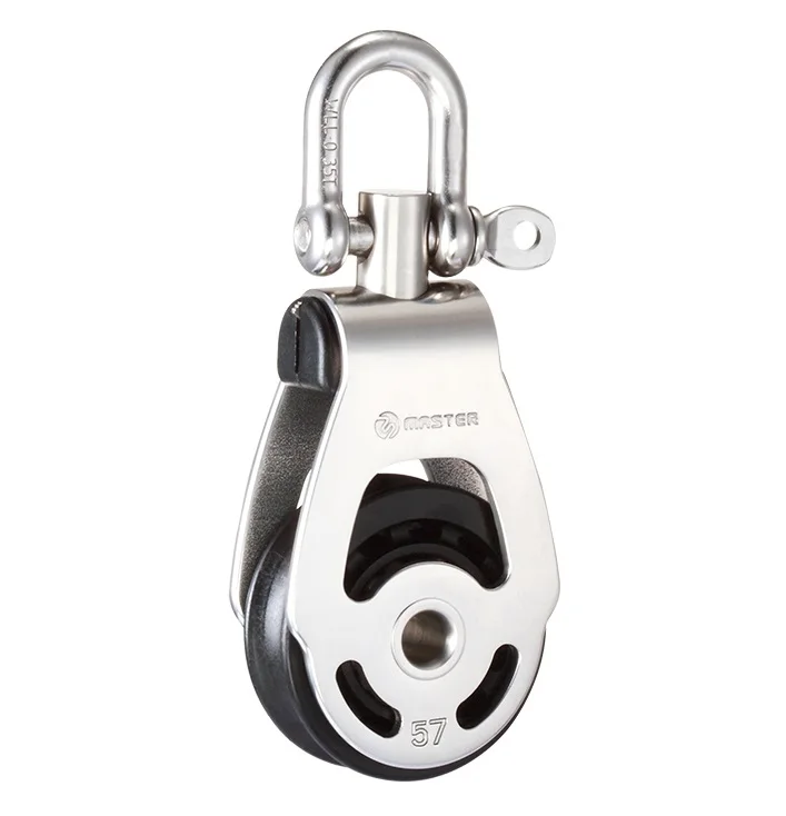 Marine Boat Yacht Sailboat Dinghy 57mm 2 1/4 Inch Stainless Steel Single Swivel Shackle Block Small Boat Block Master SSC-5701F