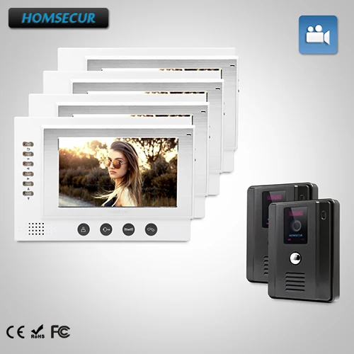 

HOMSECUR 7" Wired Hands-free Video Door Phone Intercom System+Outdoor Monitoring: TC011-B Camera(Black)+ TM701R-W Monitor(White)