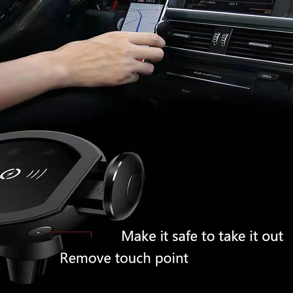 Qi Car Wireless Charger for iPhone X s X 8 10W Fast Wireless Charging for Samsung Galaxy S9 S10 Car Phone Holder Charger