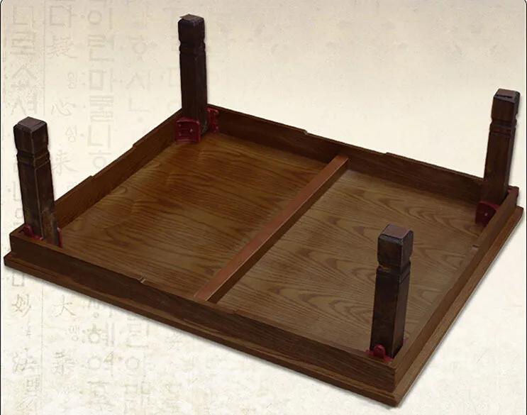 مستطيل 90X75 سنتيمتر الكورية القهوة الجدول للطي الساق الآسيوية العتيقة نمط غرفة المعيشة الأثاث الطابق التقليدية طاولة طعام الخشب