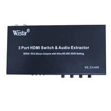 Tomsenn 4K HDMI V1.4 Switch Switcher Box Selector 3 In 1 Out HDMI Audio Extractor Splitter with Optical SPDIF & L/R Audio Out