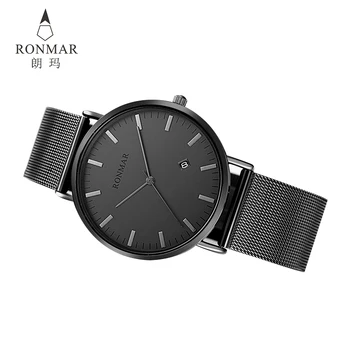 

RONMAR Stainless Steel Caseback 30 Meters Waterproof Wrist Japan Movement Casual Mesh Band Quartz Watch Men
