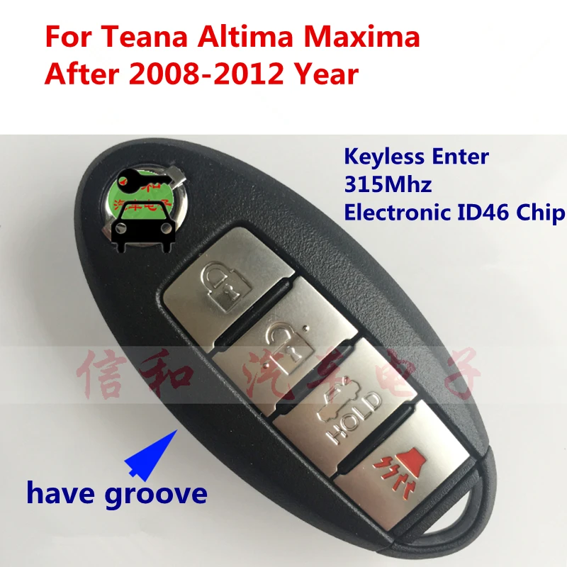 

New Car Smart Card Keyless Remote Key 4 Buttons 315Mhz with ID46 Chip for Nissan Altima Maxima Sentra 2008-2012 Year